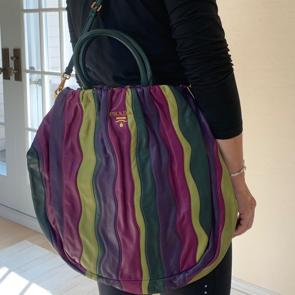 Prada Nappa stripes leather shoulder bag